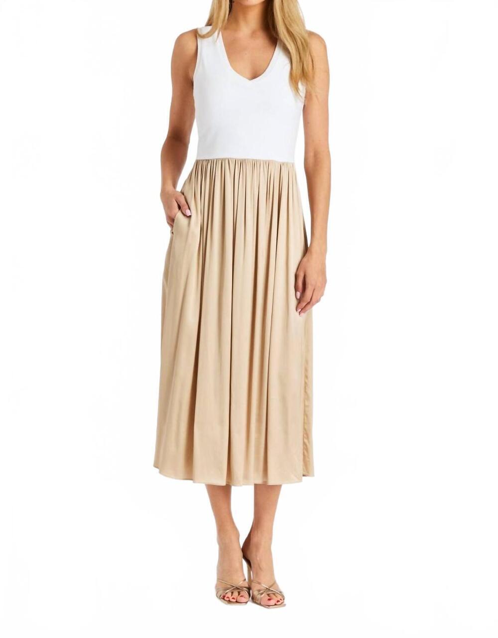 NEW DREW alessandra midi dress in beige
